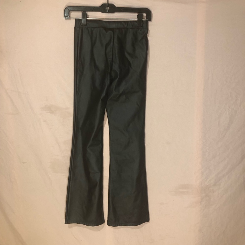 Vegan Leather Black Pants Boot Cut Stretch Fabric Size Extra Small